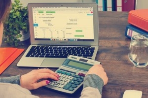 laptop and large calculator